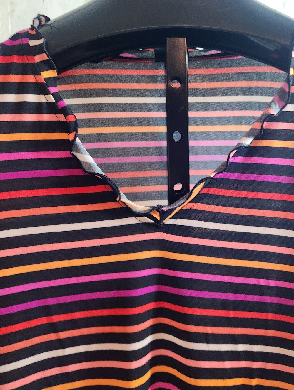 WORTHINGTON Cold Shoulder Striped Polyester Top - Picture 3 of 10